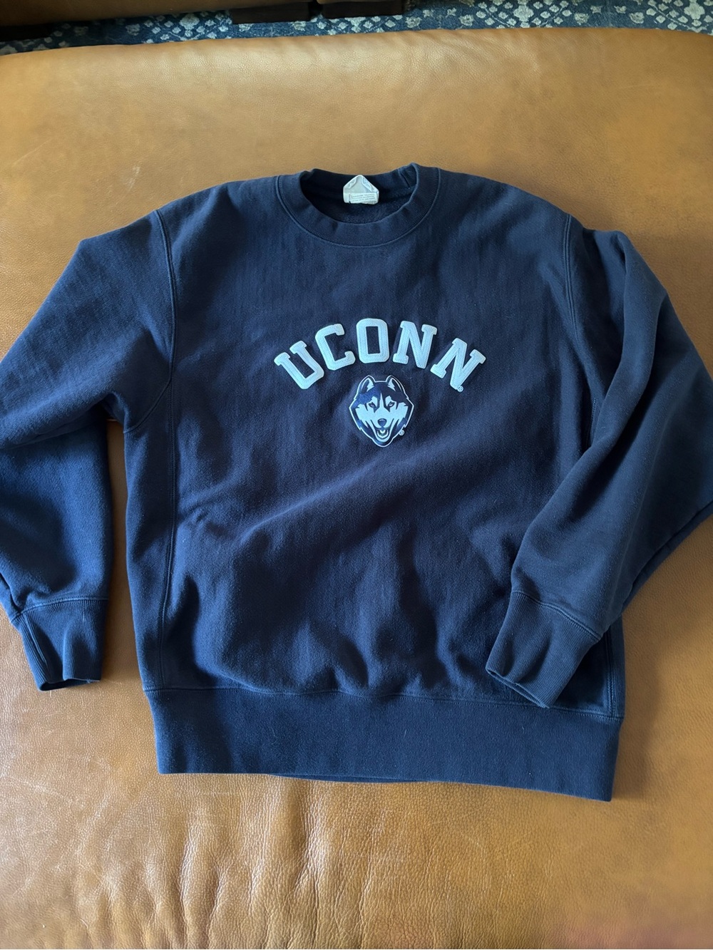 Champion Navy UConn Crewneck Sweatshirt with Husky Logo